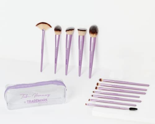 Trademark Beauty The Essentials Makeup Brush Collection - Makeup Brushes, Synthetic Bristles, Blending, Shading, Contour - Lavender, 12-Piece Set