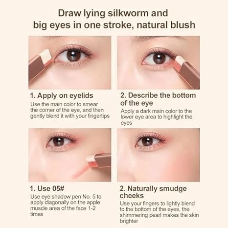 3pcs Two-color Eye shadow Stick Set, Makeup Pen Color Gradient Eye shadow Rotation Flash Radiation Eye shadow Stick Durable Women's Eye Makeup Eye shadow Stick Set Waterproof Sweat Proof (235)