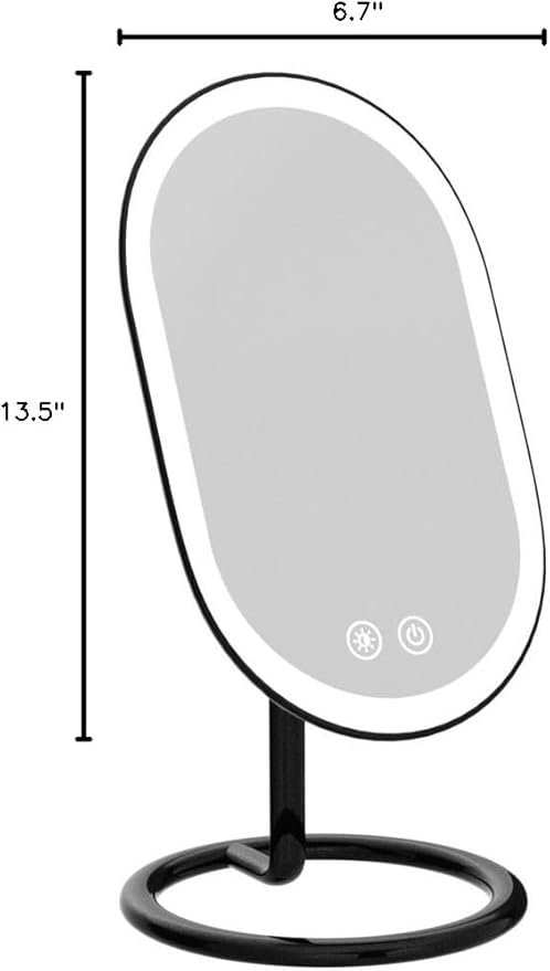 Fancii Vera LED Lighted Vanity Makeup Mirror, Rechargeable - Cordless Illuminated Cosmetic Mirror with 3 Dimmable Light Settings, Dual Magnification (Obsidian)