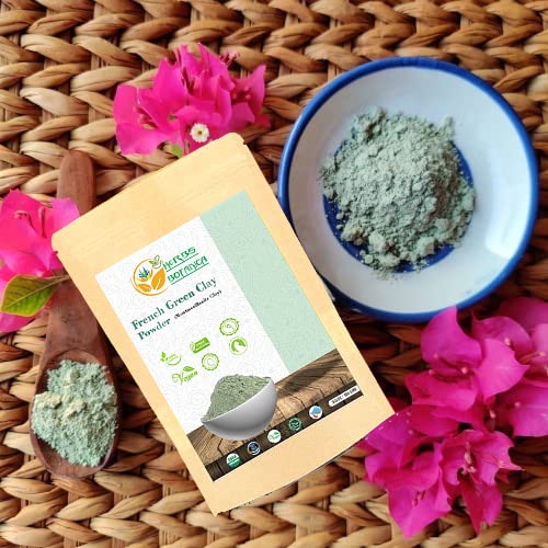 French Green Clay Powder 100% Pure & Natural Montmorillonite Clay for Face Masks, Skincare, and DIY Beauty Finely Ground Green Kaolin Clay 5.3 oz Resealable Pack