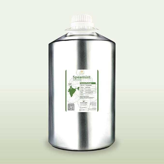 Spearmint Essential Oil - Direct from Essential Oils India - Steam Distilled - Aceite Esencial de Menta Verde for Aromatherapy, Massage, Diffuser, DIY Candle and Soap Making - 15ml