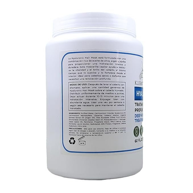 Hyaluronic Hair Mask Formulated With a Rich Blend of Olive Oil and Jojoba Oil to Provide Intense and Lasting Hydration for Dry or Damaged Hair, Restore Vitality and Shine (60 OZ)