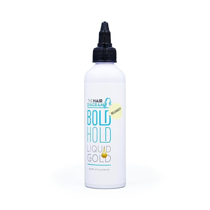 The Hair Diagram - Bold Hold Liquid Gold Reloaded - Glueless Lace Gel - Temporary Hold for Wigs and Hair Systems - Styling Agent for Baby Hairs - Non Toxic - Water Based Formula - 4oz