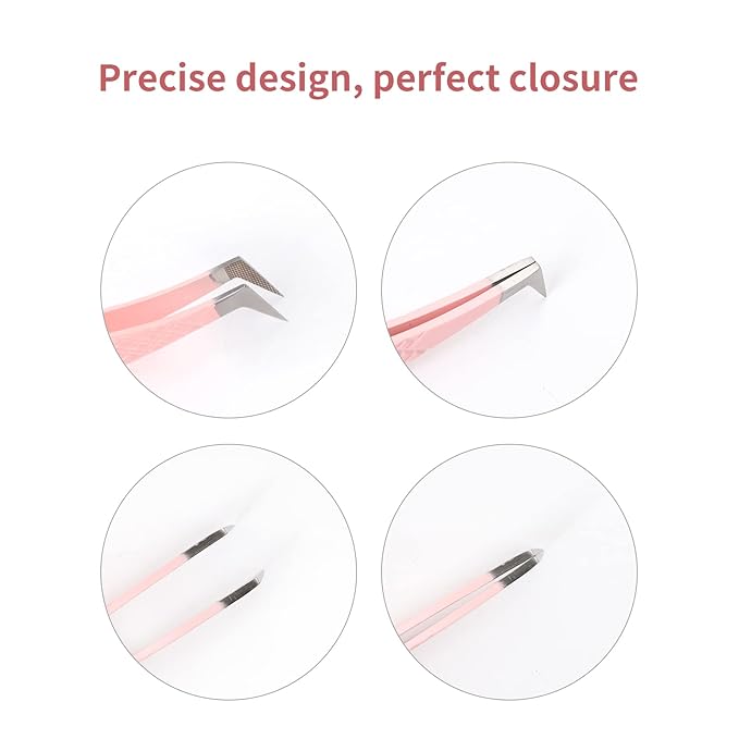 Lash Extension Tweezers Fiber Tips Volume Lash Tweezers Curved Precision Pink Eyelash Tweezers 90 Degree Angle Boot Great for Larger Fans Eyelash Extension Tweezers Professional
