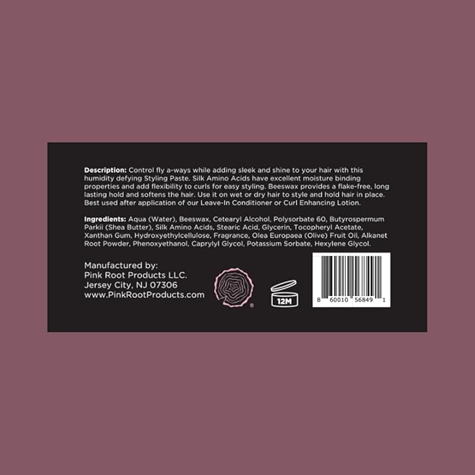 Curl Styling Paste for Curly, Wavy, and Kinky Hair - with Beeswax and Silk Amino Acids 4 oz