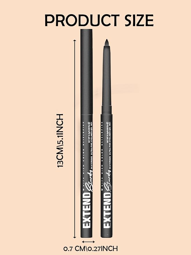 Grey Gel Glitter Eyeliner Pencil, Metallic Waterproof Smudge-Proof Creamy Retractable Smooth Eye Liner pencil, Hypoallergenic Long Lasting Eyeliner Brightener Pen Crayon Eye Makeup Gift for Women#10