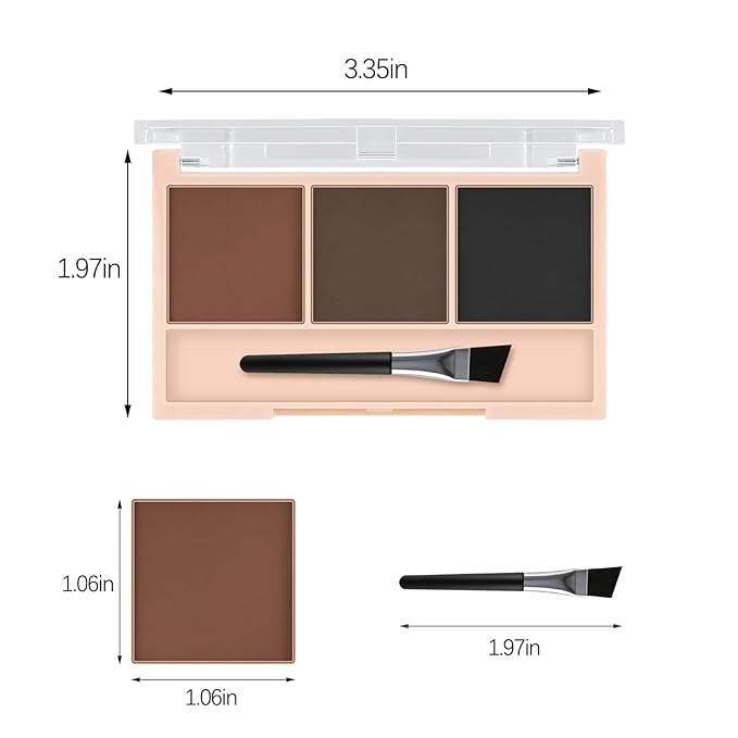 3-Color Eyebrow Powder Palette, Brow Powder Filler Kit With Brow Brush, Waterproof Neutral Eye Makeup for Women, Smudge-proof