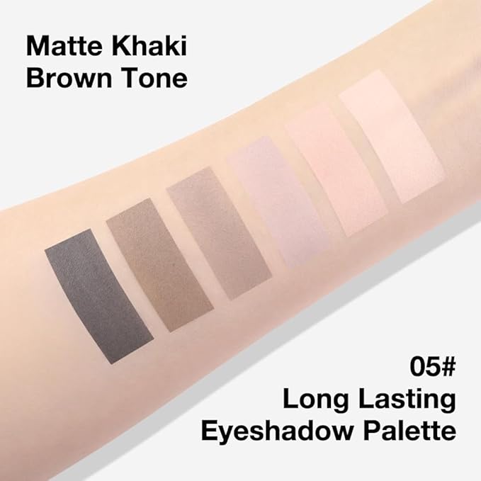 6 Colors Mini Dark Nude Brown Eye Shadow Palette Makeup for Older Women, Neutral Matte Shimmer Eyeshadow Palette Highly Pigmented Waterproof, paleta de sombras de ojos, Vegan & Cruelty-free, 05
