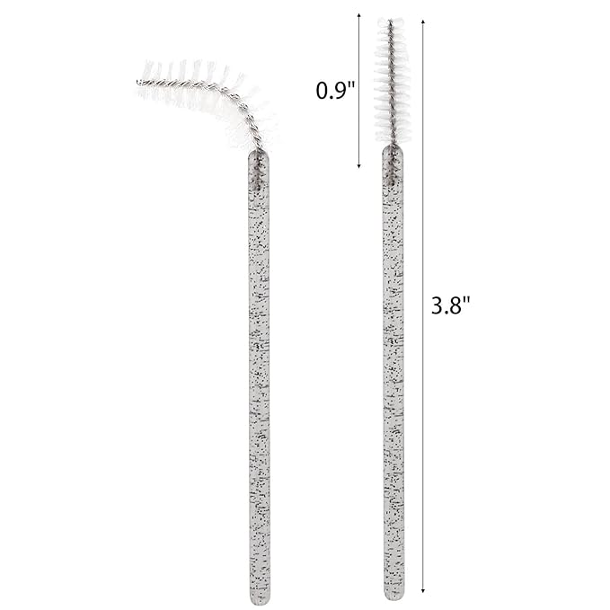 Tbestmax 300 Pcs Disposable Spoolies, Mascara Wand Eyelashes Brushes Applicator for Eyebrow Eye Lash Extension Black Stick White Head