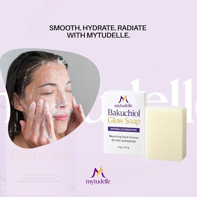 Bakuchiol Glow Soap – Natural Retinol Alternative Facial Bar – Anti-Aging, Brightening, Hydrating Cleanser for Sensitive, Dry or Dull Skin – Vegan, Gentle, Plant-Based – 4oz