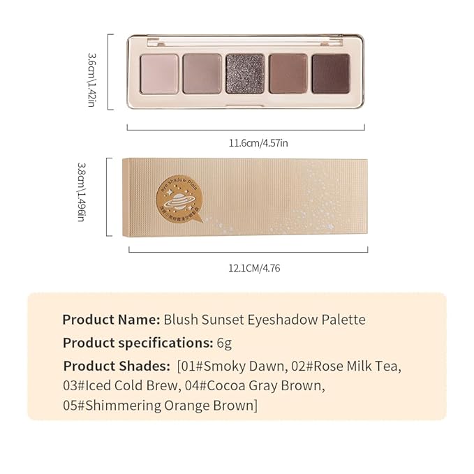 5-Color Eyeshadow Palette, Shimmer Earth Tones with Matte & Highlight Shades, Silky Smooth Texture, Brightening & Contouring Eye Makeup, Compact Design with, Charming Eye Look-4#