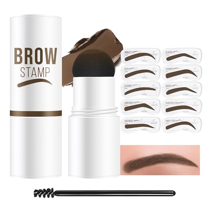 Eyebrow Stamp Stencil Set, Eyebrow Stencils Shaping Kit, Long-Lasting Eyebrow Shaper for Women Girl, Cruelty-Free plantillas para la cejas (Dark Brown)