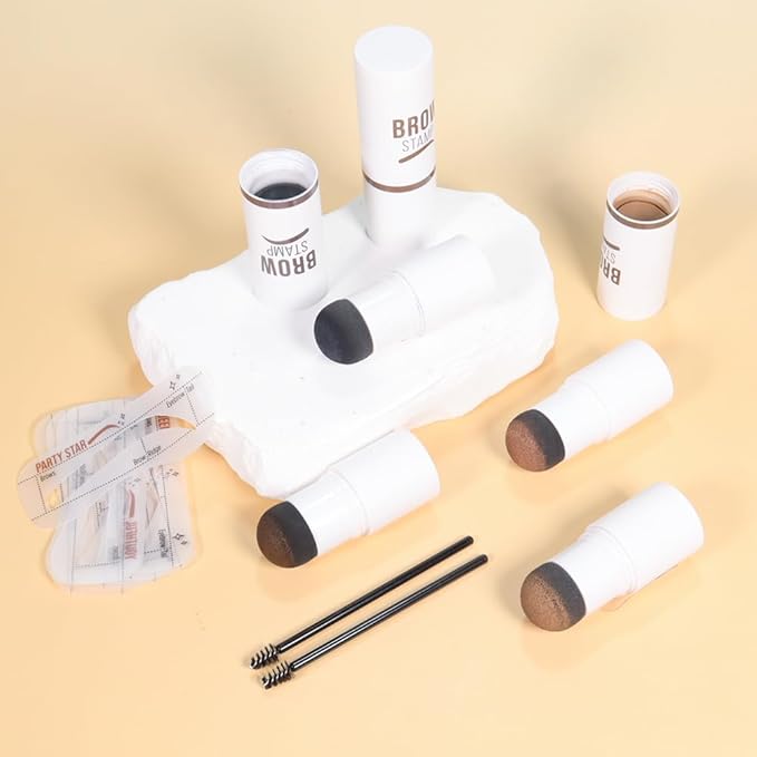 Eyebrow Stamp Stencil Set, golden brown Eyebrow Stencils Shaping Kit, Long-Lasting Eyebrow Shaper for Women Girl, Cruelty-Free plantillas para la cejas