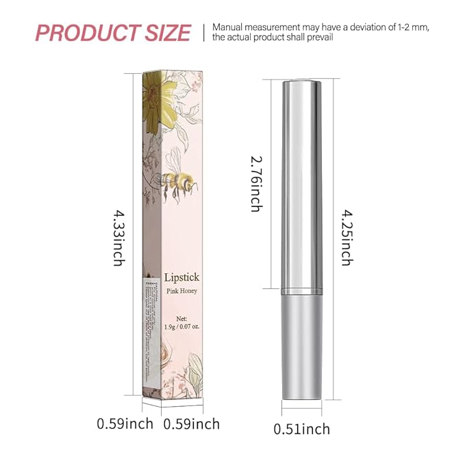 Tinted Lipstick Hydrating Natural Glossy Lip Balm Honey Collection Lipstick Set, Pink and Dark Shades Long-lasting (Pink, 0.07oz)