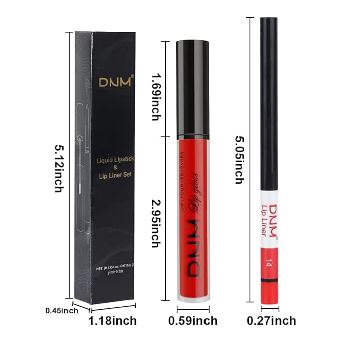 evpct 2Pcs Ruby Red Matte Lip Liner and Lipstick Combo Red Lip Gloss Stains Pencil Makeup Set Women Waterproof Long Lasting 24 Hours Lipstick and Lip Liner Set labiales mate 24 horas originales 14