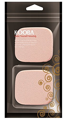 KOOBA 2pcs Square Makeup Sponges with 1 Travel Case, Beauty Face Primer Compact Powder Puff, Blender Sponge Replacement for Cosmetic Flawless Foundation