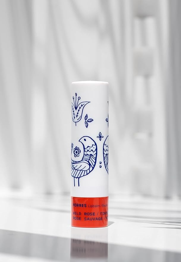 KORRES Lip Butter Stick Wild Rose Tinted Hydrating Lip Balm with Greek Hypericum Balsam Oil, Moisturizing Natural Shine & Subtle Tint for Soft Smooth Lips, Lip Care for Women & Men, 0.17 Oz Stick