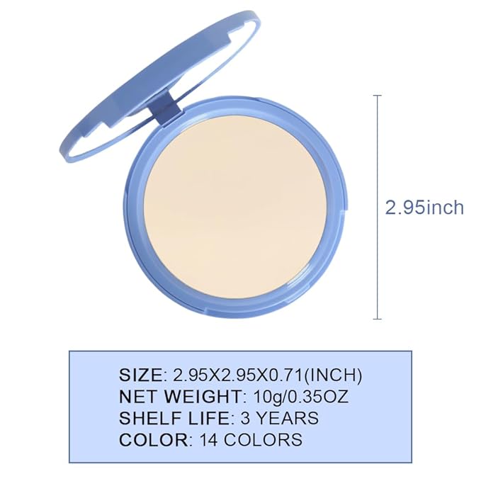 Kaely Pressed Face Powder Compact, Oil Control Flawless Makeup Setting Powder, Perfection Matte Compact Powder Foundation, polvo compacto de maquillaje, Lightweight Waterproof, 04 Nude Translucent