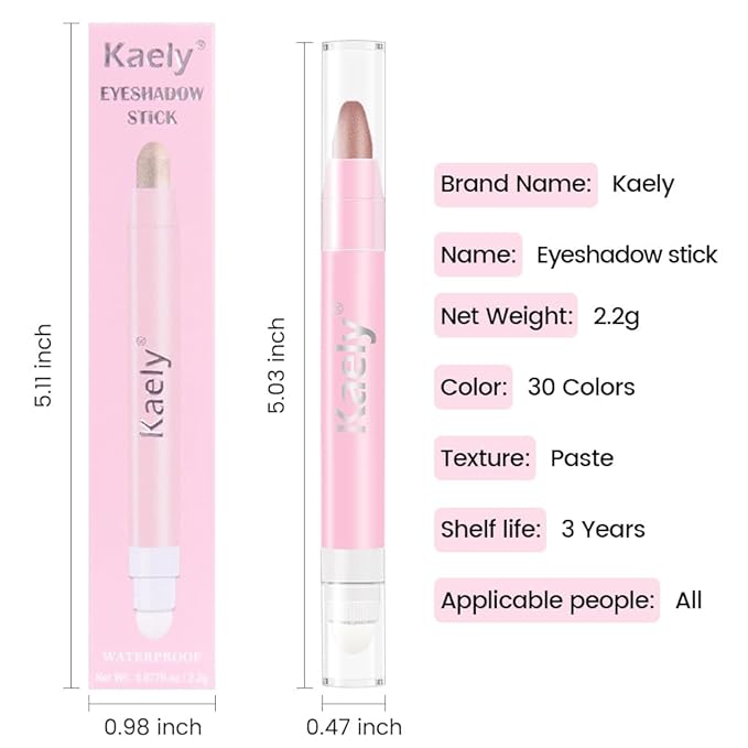 2-in-1 Cream Eyeshadow & Highlighter Stick, Waterproof Rose Brown Shimmer Eye Shadow Pencil for Women, Long-Lasting Pigmented Makeup, sombras para ojos 28