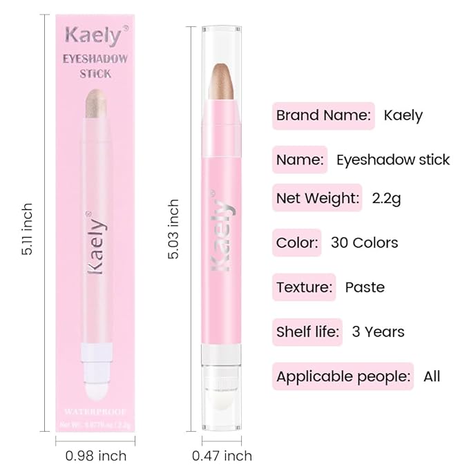 2-in-1 Cream Eyeshadow & Highlighter Stick, Waterproof Champagne Gold Shimmer Eye Shadow Pencil for Women, Long-Lasting Pigmented Makeup, sombras para ojos 21