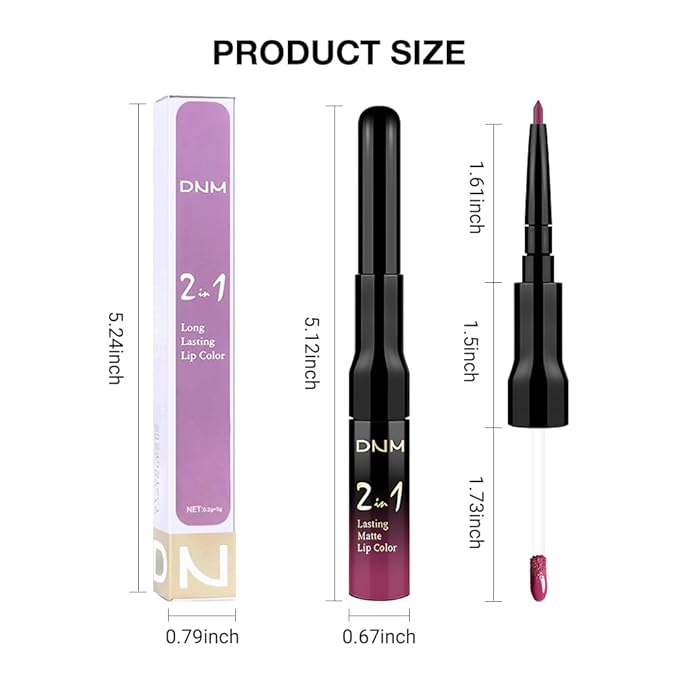 evpct 1Pcs Rose Matte Lip Liner and Liquid Lipstick Stain Makeup Set for Women, Rose Red Plum Long Lasting Smudge Proof Lipstick labiales matte mate larga duracion listip 24 hours originales, 37#
