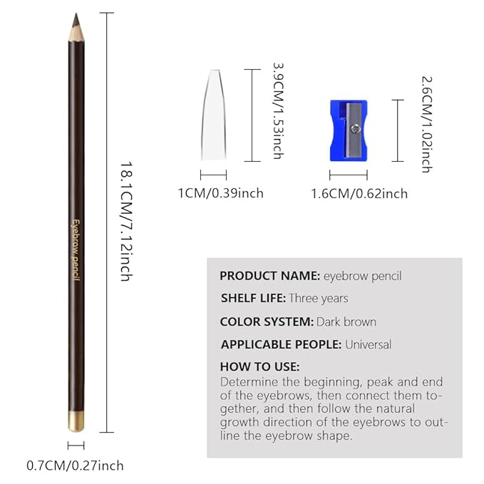 6Pcs Eyebrow Pencils for Women,Wooden Hard-Core Medium Brown Eyebrow and Eyeliner Pencil,Long Lasting Waterproof and Sweat-Proof,Beginner Makeup Brow Pencil,Create a Natural Eye Brow Makeup,Vegan
