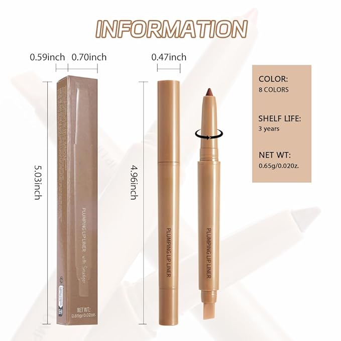 Chocolate Matte Lip Liner Pencil, Plump Lip Liners Long-Lasting Creamy Formula, With Silicone Smudger for Define Contours & Sculpting Lip, Waterproof Non-Staining Crayon Lip Liner 06#
