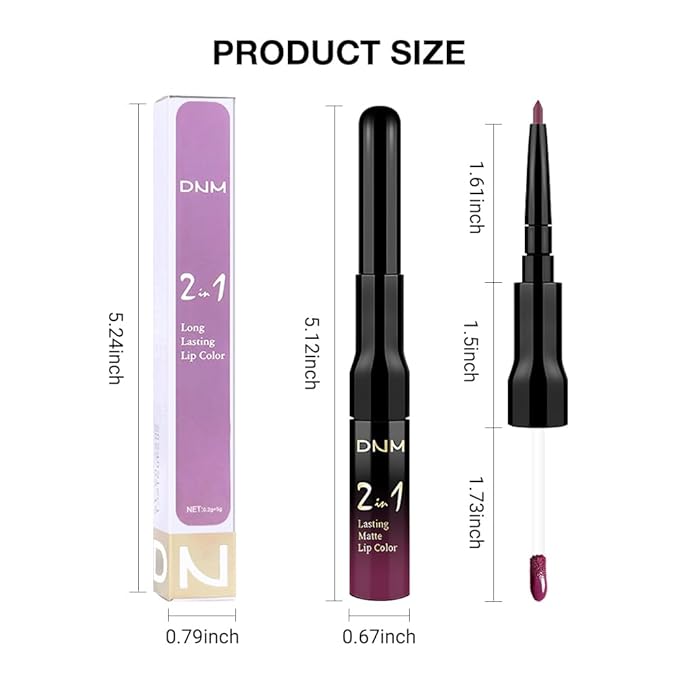 evpct 1Pcs Dark Plum Purple Matte Lip Liner and Liquid Lipstick Stain Makeup Set for women, Plum Red Long Lasting Smudge Proof Lipstick labiales matte mate larga duracion listip 24 hours originales,18