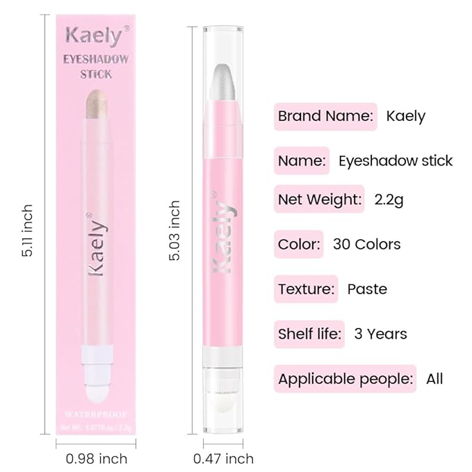 2-in-1 Cream Eyeshadow & Highlighter Stick, Waterproof Silver Shimmer Eye Shadow Pencil for Women, Long-Lasting Pigmented Makeup, sombras para ojos 12