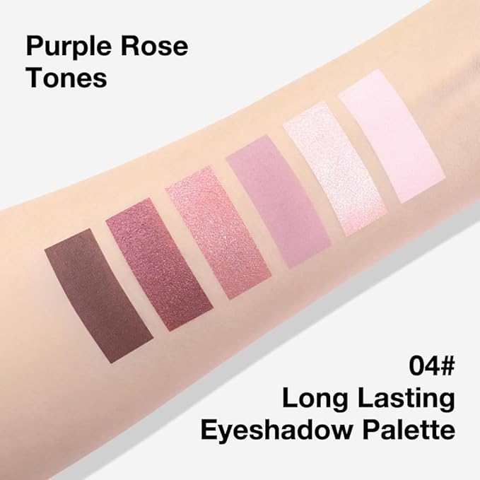 6 Colors Mini Rose Gold Pink Eye Shadow Palette Makeup for Older Women, Neutral Matte Shimmer Eyeshadow Palette Highly Pigmented Waterproof, paleta de sombras de ojos, Vegan & Cruelty-free, 04