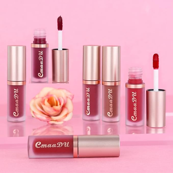 evpct 1Pcs Light Nude Soft Brown Matte Liquid Lipstick Lip Gloss Glossy Set for Black Women 24 Hour Silky Velvet Lipstick labiales matte larga duracion mate 24 horas originales 12#