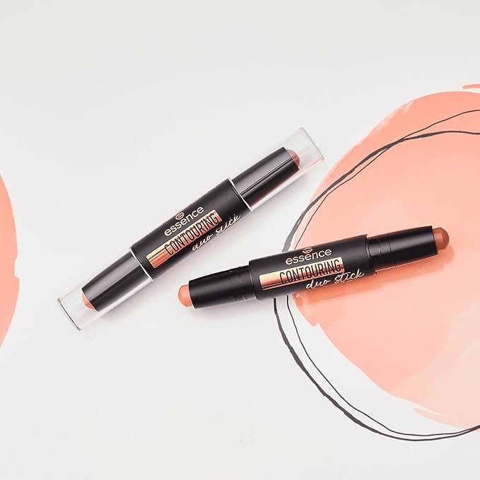 essence | Contour Duo Stick | 2-in-1 Highlight and Contour Slim Stick, Creamy, Buildable and Easy to Apply | Vegan & Cruelty Free (30 | Medium)