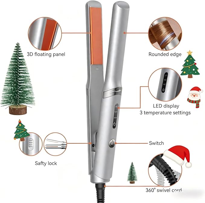 Mini Flat Iron 0.7 Inch with Negative Ion,15s Fast Heating Straightener, Adjustable Temperature & Auto Shut Off, Double Voltage Travel Hair Straightener for Short Hair, Curls, Bangs, Men & Women
