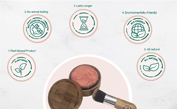 BeNat. REFILL. Blush Powder, ROSEATE. Made with Fewer, all-Natural Ingredients. 0.4-oz. Packed in a Beautiful Bamboo, Eco-friendly Case.