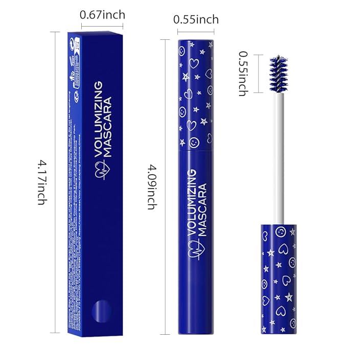 Navy Blue mascara for eyelashes Waterproof,Royal Eyelash Mascara Long lasting Charming Voluminous Cruelty Free Vegan Eye Makeup Blue Eyelashes for Women