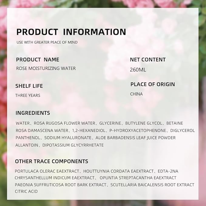 Rose Moisture-retaining Wet Compress Water 260ml Hydrating, Moisturizing, Toning and Wet Compress Water