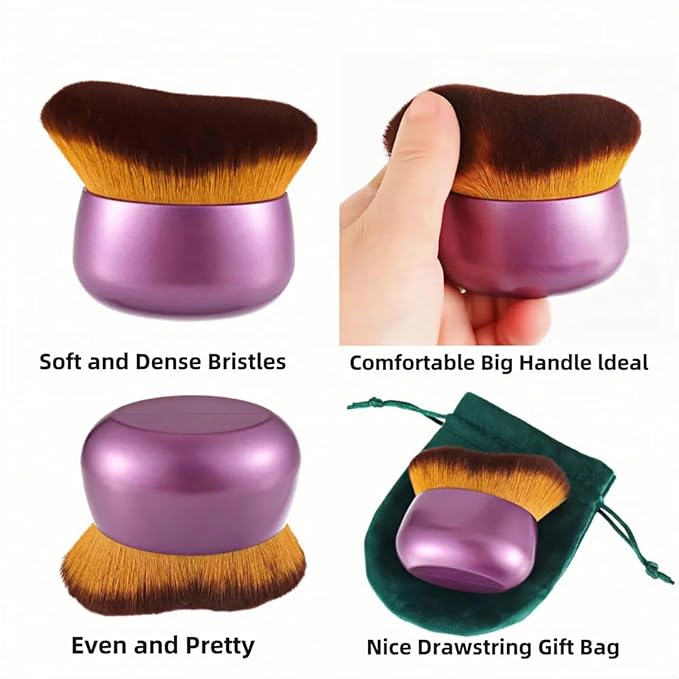 Blend & Blur 75mm Body Kabuki Brush - For Self Tanner, Body Bronzer & Foundation | Face/Back Multitool | Wet/Dry Use (Purple)