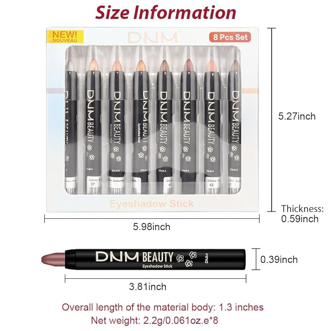 Kaely 8Pcs Cream Eye Shadow Sticks Set, Matte Shimmer Eyeliner Pencil Eyeshadow Palette Makeup, Eye Highlighter Brightener Stick for Older Women Waterproof Pigmented, sombras para ojos 05