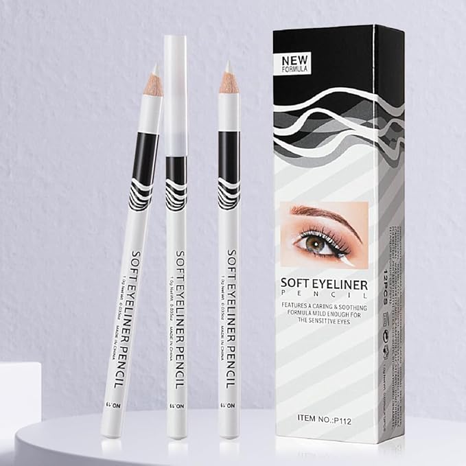 12Pcs Wooden Hard-Core White Eyebrow Pencils, Eyebrow and Eyeliner Pencils, Long Lasting Waterproof and Sweat-Proof, Easy to Color,Beginner Makeup Eyebrow Penci,Create a Natural Brow Makeup