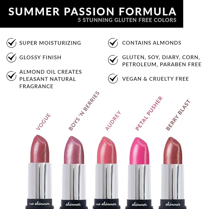 Audrey Pink Lipstick for Women - Vegan Gluten Free Natural Makeup, Semi-Sheer Hydrating Lip Stick - Organic Lip Gloss with Aloe & Almond Oil