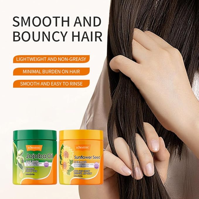 Jojoba Oil Moisturizing Hair Mask for Women, Deep Conditioning Gloss Hair Treatment for Repair Dry Damaged Hair, Hydrating Hair Mask for Frizzy Control
