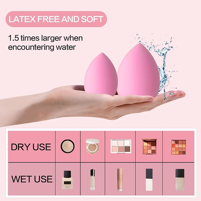 30-Piece Makeup Sponge Set -Makeup sponges without latex, Soft, Reusable & WashableMulti-Shape Beauty Sponges for Wet & Dry Use, Value Pack Makeup Blenders for Foundation & Concealer (30 packs)