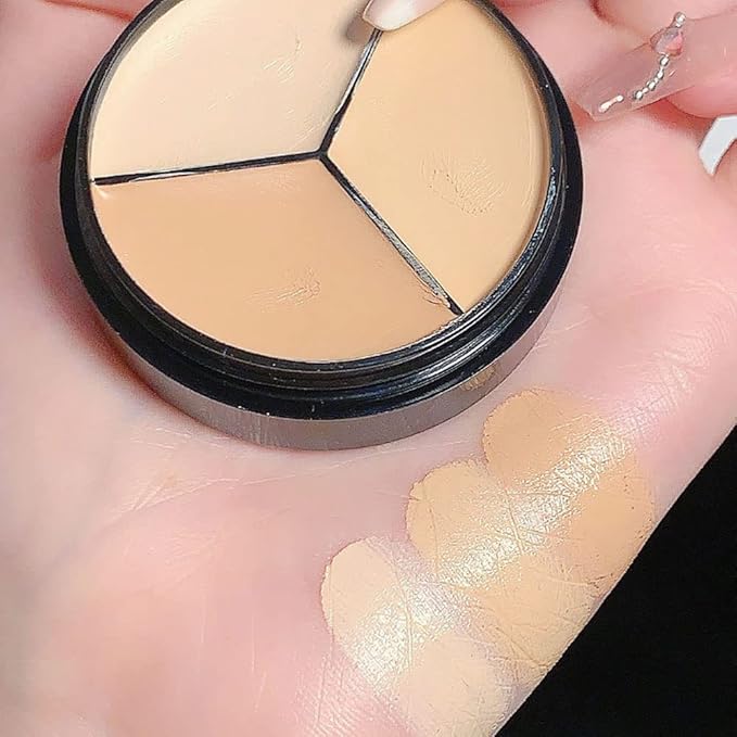 evpct 2pcs Tri-color Pot Concealer Palette Cream, Face Contour Color Corrector Makeup Palette Cream Kit for Mature Skin Under Eye Colors Corrector Creamy Pot Concealers Full Coverage for Dark Circles