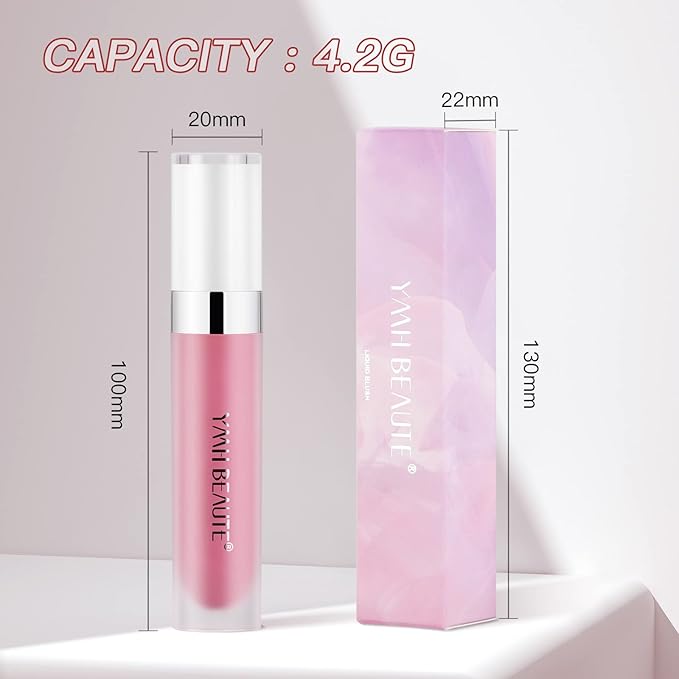 Liquid Blush Cream Blush Makeup, Pigmented, Lightweight, Breathable, Sheer Flush, Waterproof, Long-Wearing, Natural-Looking Dewy Cheek Tint (Cold Rose 02)