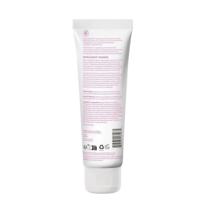 ATTITUDE Body Cream, EWG Verified Moisturizer, Vegan Moisturizing Products For Dry Skin, Dermatologically Tested, Coconut & Wild Berries Scent, 8 Fl Oz
