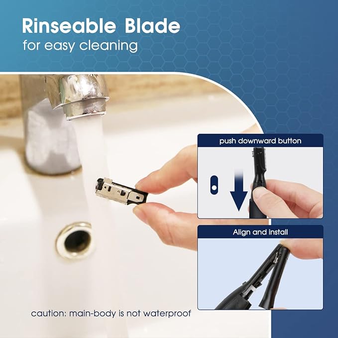 Upgraded Eyebrow Trimmer for Men, Precision Detailer Battery-Operated Eyebrow Razor and Shaper, Electric Facial Hair Trimmer with Comb, Dual-Blade Grooming Tool, No Pulling Sensation