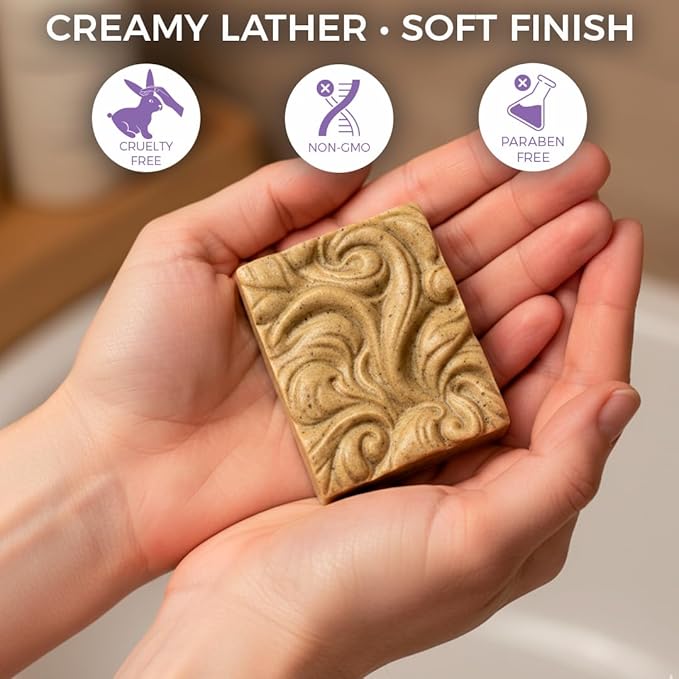 100% Natural Goat Milk Turmeric Soap Bar for Women & Men | Handmade Tea Tree & Sulfur Soap with Salicylic Acid & Castor Oil | 2 oz | Organic Bar for Skin Recovery | Duration Up to 2 Months