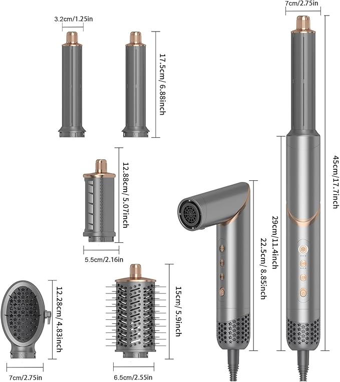 5 in 1 Hair Dryer Brush Set Air Hair Styler Curling Negative Ionic Foldable Hot Air Hair Dryer Brush, Hair Styling Tool for Curling Waves Straightening Volume Blowout Styles