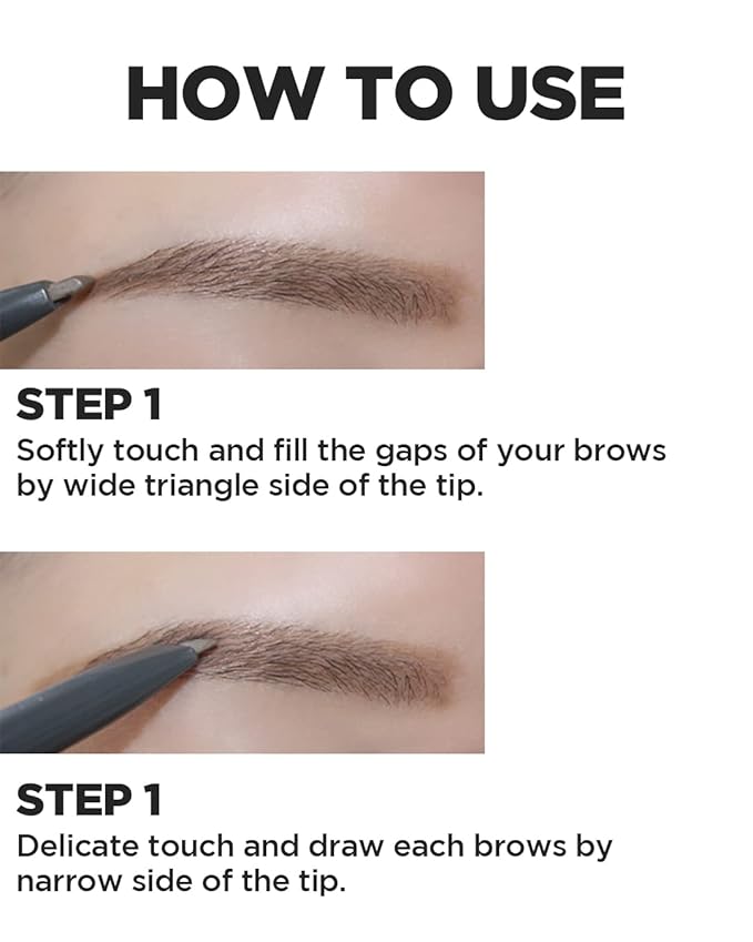 THESAEM Artlook Eyebrow Definer Pencil with Spoolie Brush 01 Brown – Long Lasting Eyebrow Makeup for Soft Textured with Vitamin E - Triangular Pencil