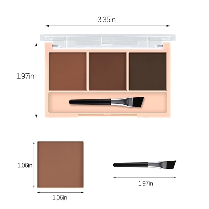 3-Color Eyebrow Powder Palette, Brow Powder Filler Kit With Brow Brush, Waterproof Neutral Eye Makeup for Women, Smudge-proof